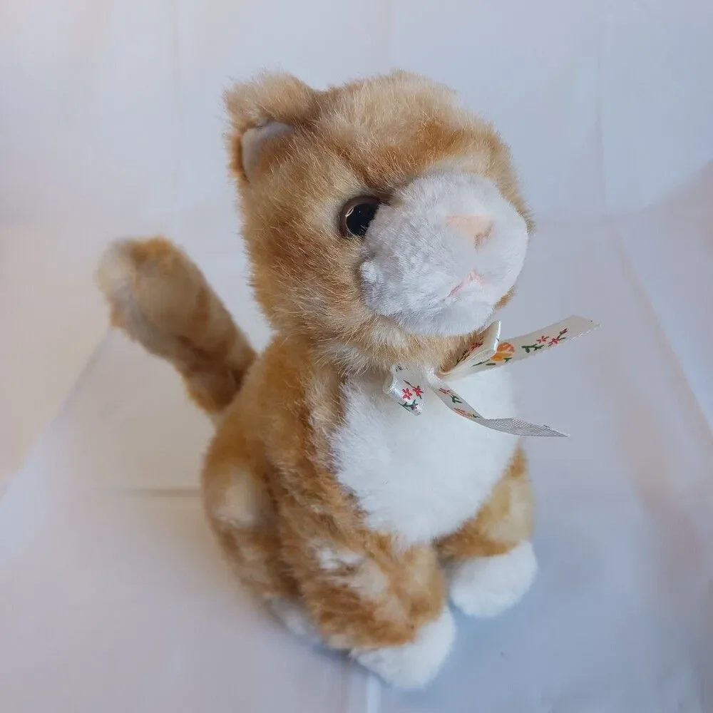 Walt Disney Company Orange White Striped Sitting Plush Cat Kitten Kitty Toy